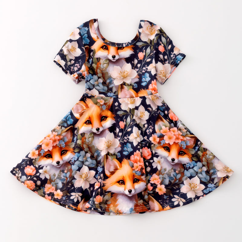 FLORAL FOX TWIRL DRESS