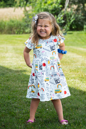 BACK TO SCHOOL RAINBOW FLUTTER DRESS