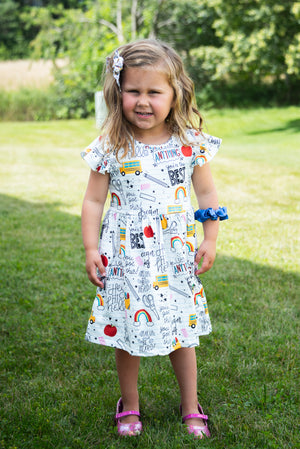 BACK TO SCHOOL RAINBOW FLUTTER DRESS