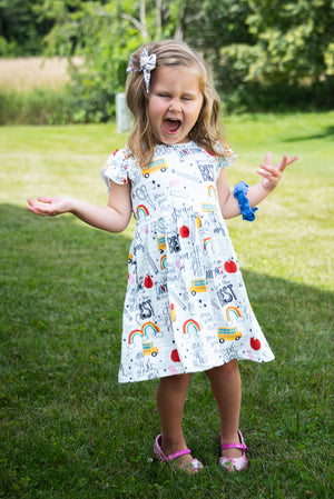 BACK TO SCHOOL RAINBOW FLUTTER DRESS