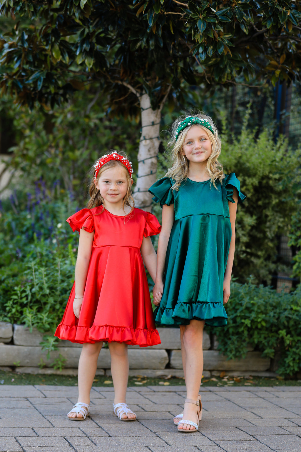GRACE SATIN TWIRL DRESS - RED - Christmas2025