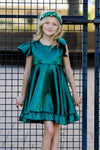 GRACE SATIN TWIRL DRESS - GREEN