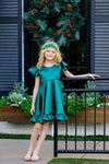 GRACE SATIN TWIRL DRESS - GREEN