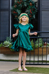 GRACE SATIN TWIRL DRESS - GREEN