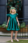 GRACE SATIN TWIRL DRESS - GREEN