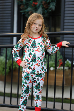 RED SANTA CHRISTMAS TREE PAJAMAS