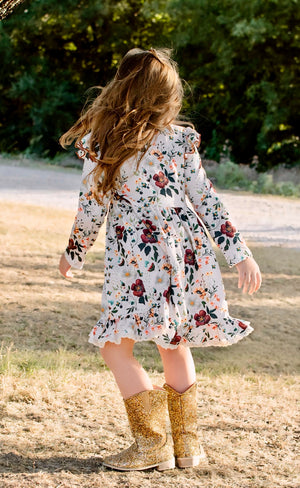 FALL FLORAL LONG SLEEVES DRESS