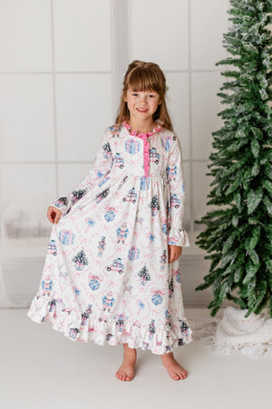 CHRISTMAS NUTCRACKER BOW NIGHTGOWN - PINK -  Christmas2025 - PREORDER