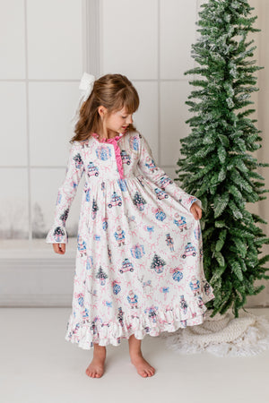 CHRISTMAS NUTCRACKER BOW NIGHTGOWN - PINK -  Christmas2025 - PREORDER