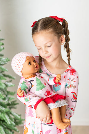 PINK CHRISTMAS NIGHTGOWN & DOLL NIGHTGOWN OPTION