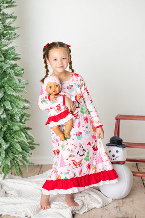 PINK CHRISTMAS NIGHTGOWN & DOLL NIGHTGOWN OPTION