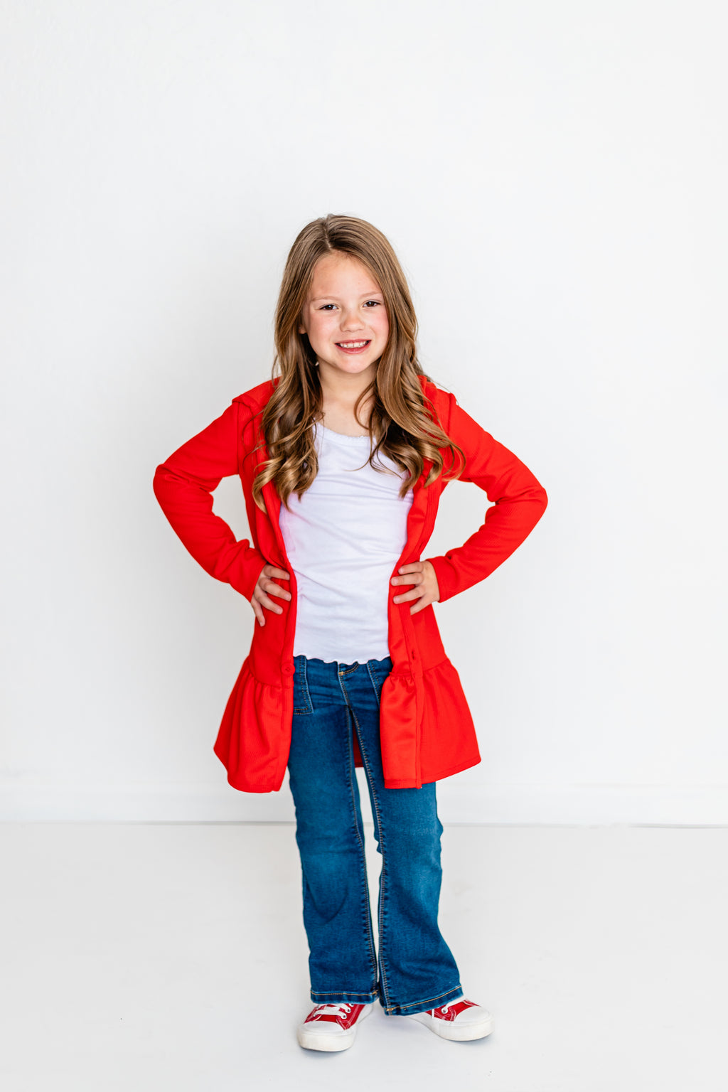 RED RIBBED CARDIGAN - Christmas2025