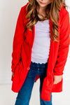 RED RIBBED CARDIGAN