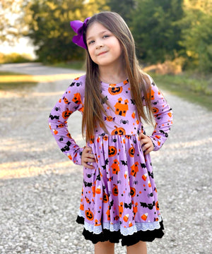 SPOOKY PURPLE RUFFLE DRESS