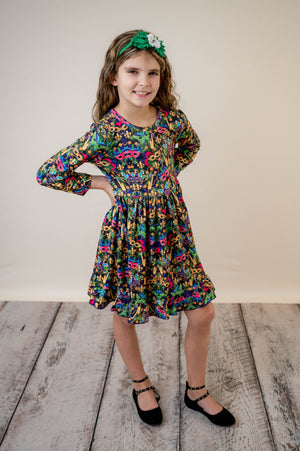 MARDIGRAS RUFFLE DRESS