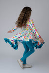 RAINBOW PEEP BUNNIES DRESS & LEGGINGS SET