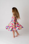 VALENTINES RAINBOW HEARTS TWIRLY DRESS WITH POCKETS