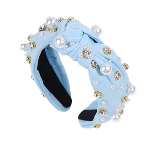 RHINESTONE PEARL HEADBAND -  LIGHT BLUE (Copy)