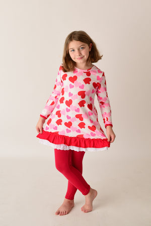 VALENTINE HEART TUNIC DRESS + MATCHING DOLL