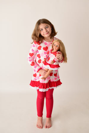 VALENTINE HEART TUNIC DRESS + MATCHING DOLL