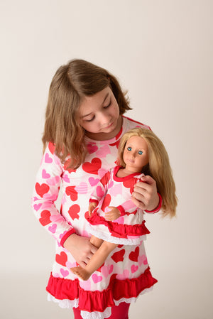 VALENTINE HEART TUNIC DRESS + MATCHING DOLL