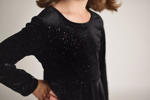 BLACK VELVET TWIRL DRESS