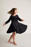 BLACK VELVET TWIRL DRESS