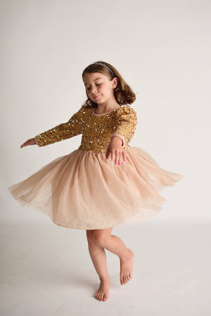 GOLD SPARKLE TULLE DRESS