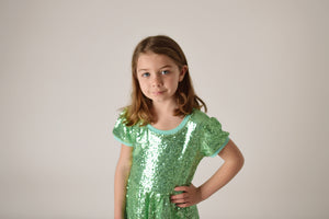 EVA LIGHT GREEN SPARKLE DRESS