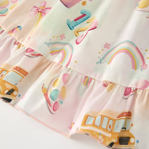 BACK TO SCHOOL BACK BOW RAINBOW DRESS