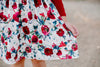 CHRISTMAS FLORAL AND VELVET DRESS