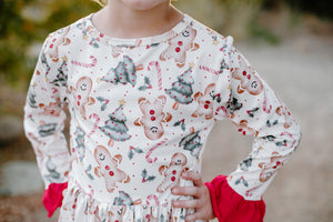 CHRISTMAS GINGERBREAD COOKIE & CANDY CANE DRESS