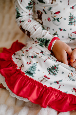 CHRISTMAS TEDDY AND SNOWMAN NIGHTGOWN