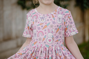 PINK EASTER BUNNY BACK BOW DRESS