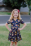 SIENNA THANKSGIVING  TURKEY BLUE DRESS