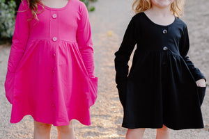 HOT PINK BUTTONED POCKET DRESS