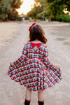 REINDEER PLAID BOW DRESS