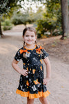 SPOOKY PUMPKIN & CANDY CORN RUFFLE DRESS