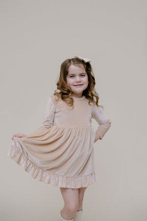 ELIZE  RUFFLE DRESS - GOLD