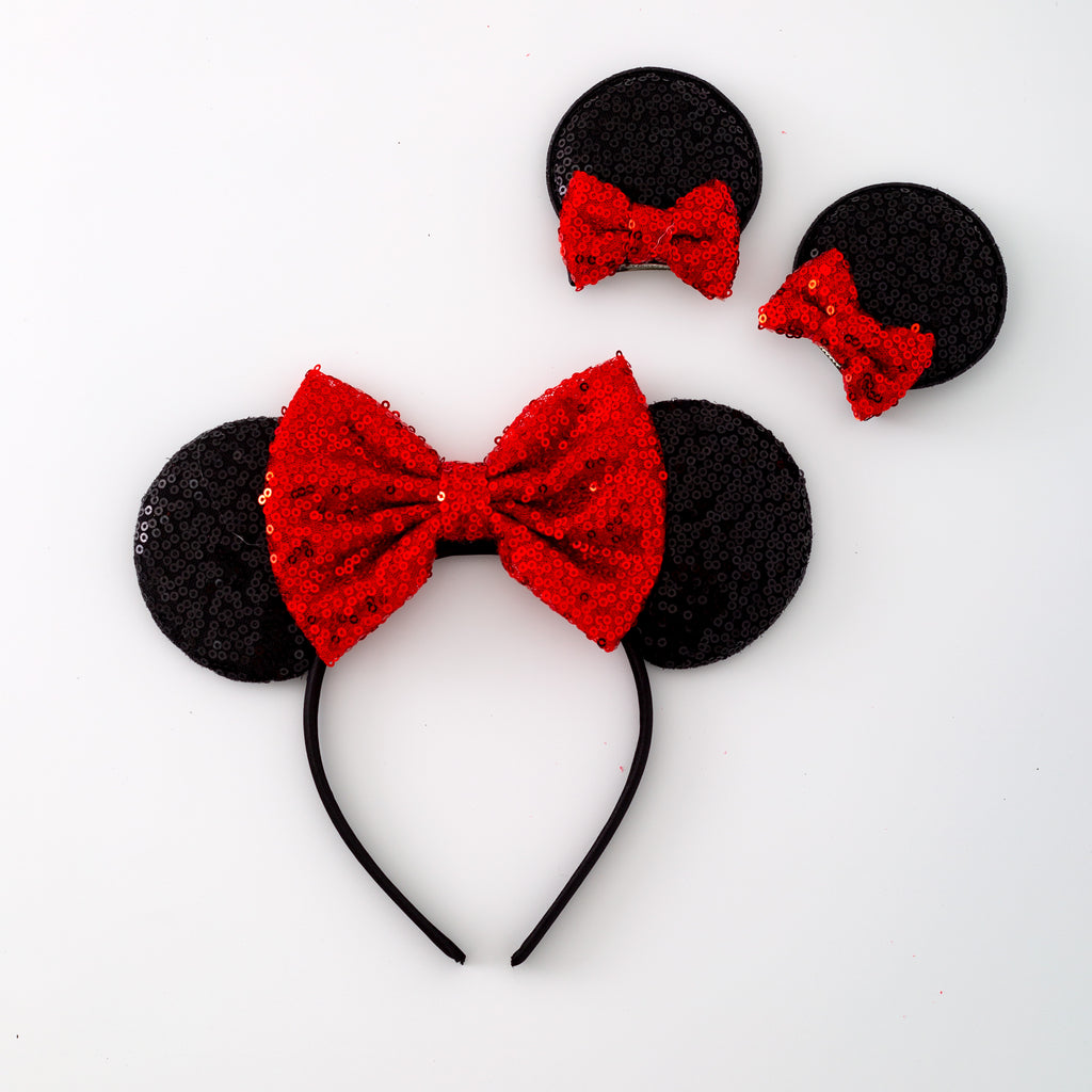 MOUSE SPARKLY HEADBAND AND CLIP SET