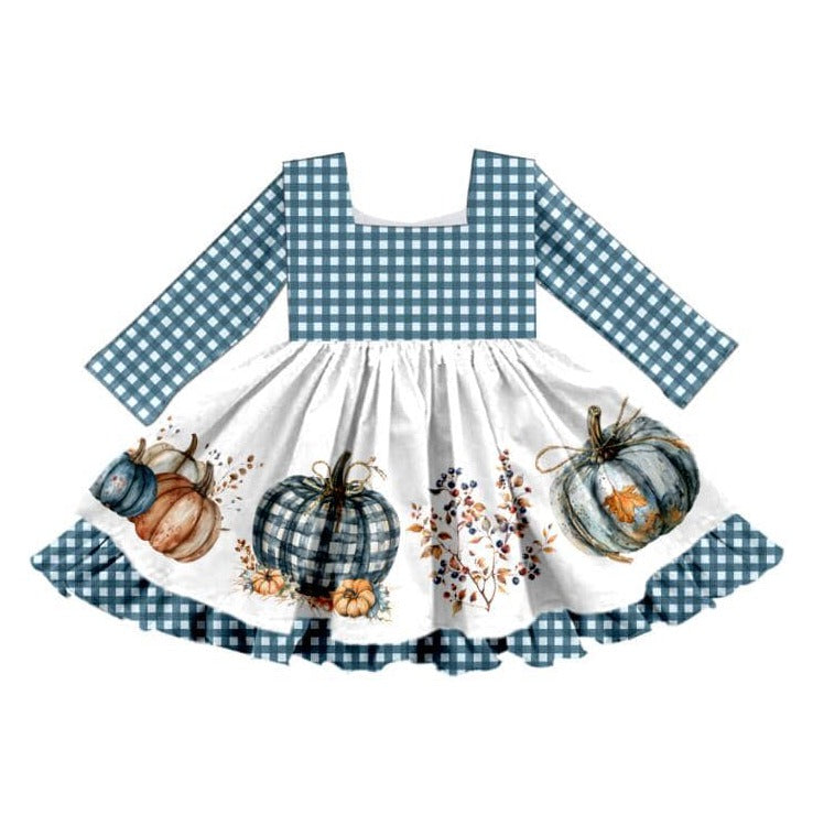 PUMPKIN BLUE PLAID DRESS