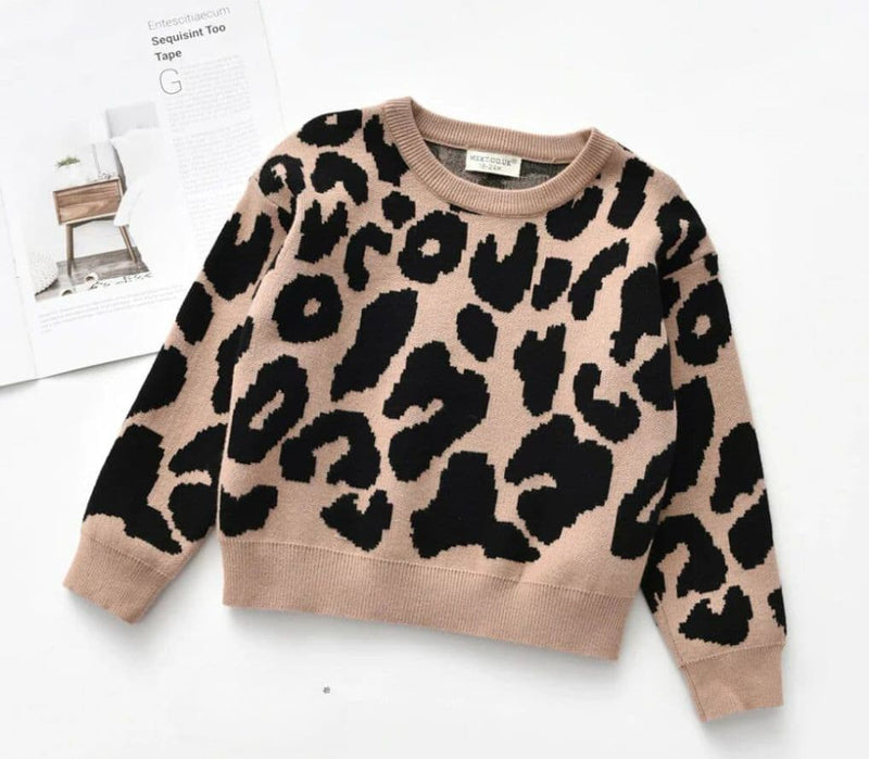 ANIMAL PRINT SWEATER - TAN