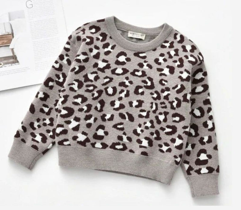 ANIMAL PRINT SWEATER - GREY