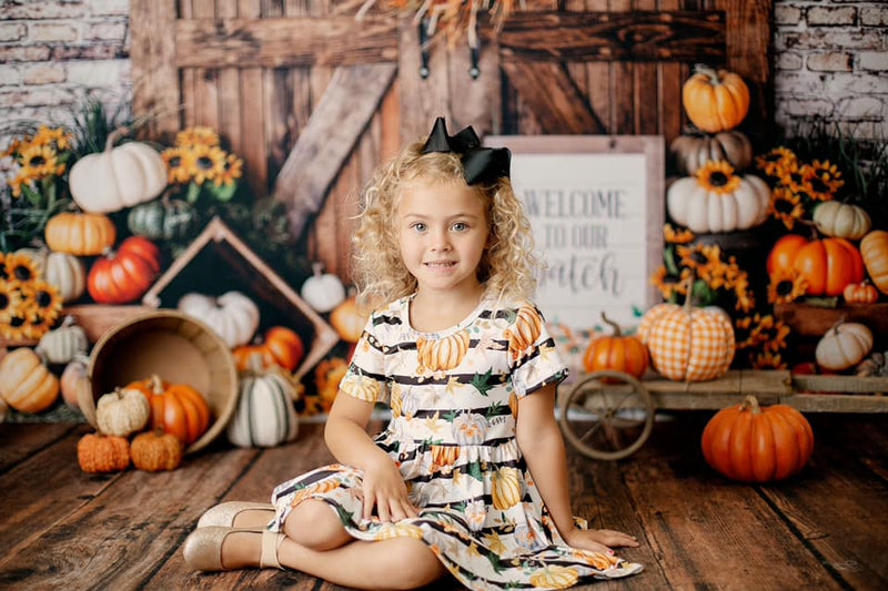 PUMPKIN STRIPE TWIRL DRESS