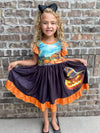 SPOOKY PUMPKIN  TWIRLY DRESS - ORANGE