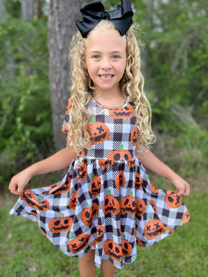 PUMPKIN JACK GINGHAM TWIRL DRESS