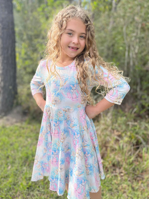 EASTER FLORAL BUNNIES DRESS