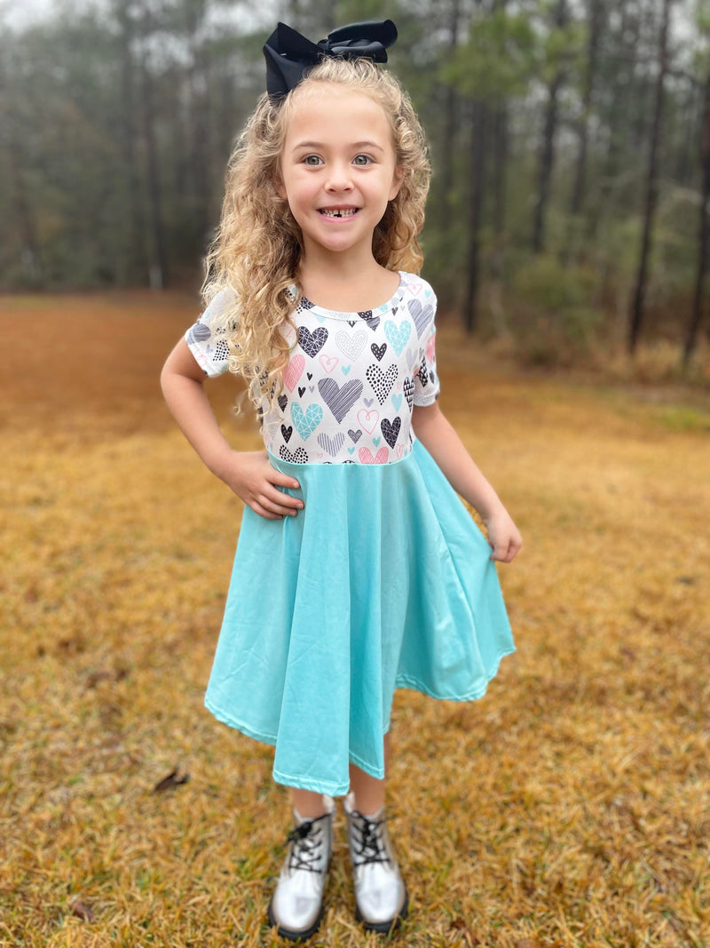 VALENTINE MINT HEARTS TWIRLY DRESS