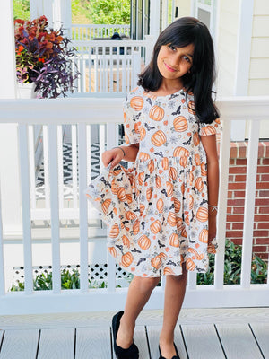 BATS & PUMPKINS BOW DRESS