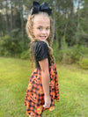 SPOOKY ORANGE PUMPKIN SHORT SLEEVES TWIRL DRESS